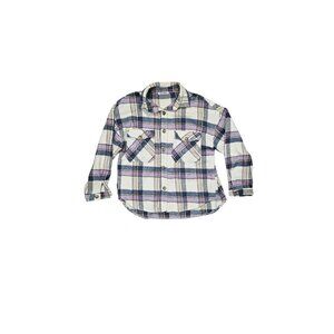 AQE Fashion Women's White and Purple Flannel Jacket - Size XL